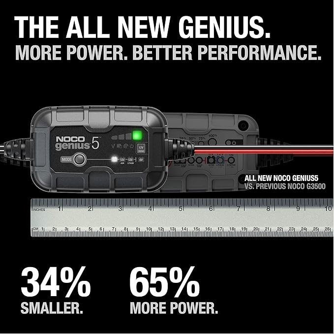 NOCO GENIUS5: 5A 6V/12V Smart Battery Charger – Automatic Maintainer, Trickle