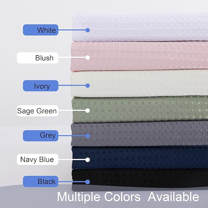 OWENIE Black Shower Curtain 96 Inch Extra Long, Waffle Weave Textured Fabric Bathroom Curtains, Water Repellent Thick Soft Hotel Spa Luxury Elegant Bath Curtain, Machine Washable, Black, 72x96 Inch