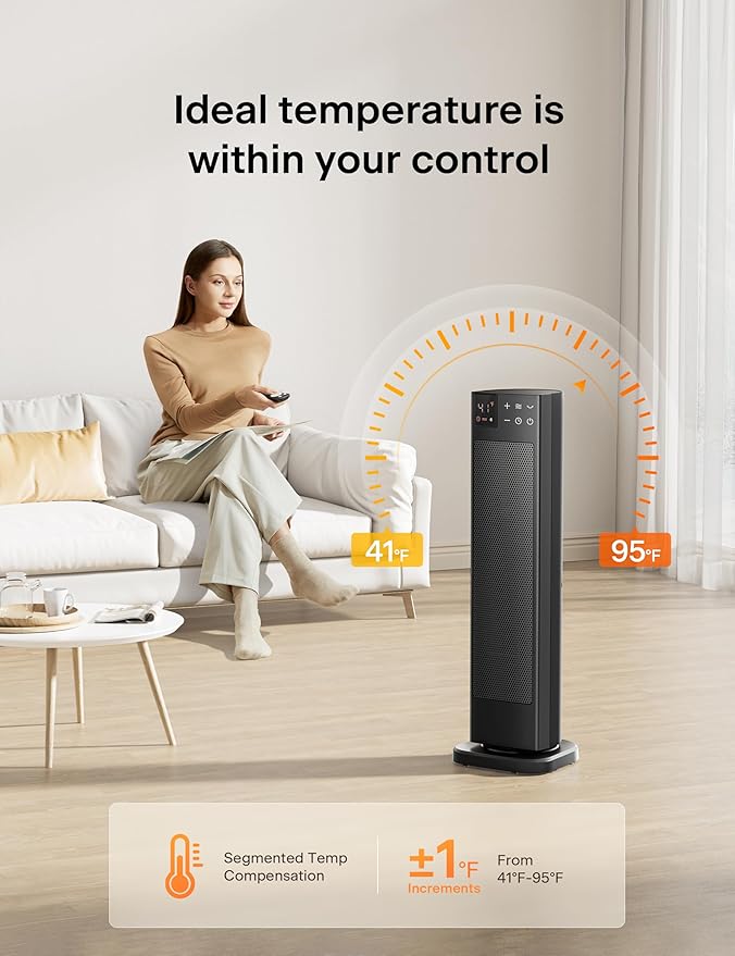 PELONIS Oscillating Ceramic Tower Indoor Space Heater