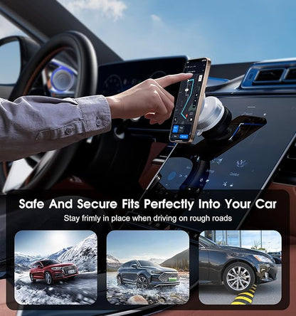 Latest Magnetic Car Phone Holder Ultra Vacuum Suction Cup Phone Mount Magnetic Car Mount Cell Phone Holder for Your Car Accessories for iPhone 15 14 13 12 Android (White)