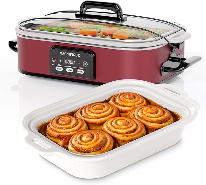 Magnifique 4 Quart Casserole Digital Slow Cooker, Premium Ceramic Bakeware