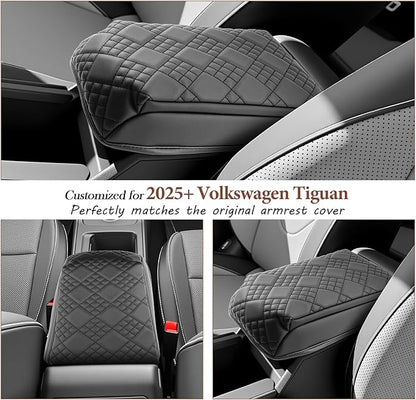 SKTU for 2025 2026 VW Tiguan Center Console Cover for 2025+ Volkswagen Tiguan (S/SE/SE R-Line Black/SEL R-Line) Armrest Cover VW Tiguan 2025 2026 Accessories 2025+ Tiguan Console Cushion (Thickened)