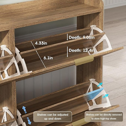 Maupvit Large Rattan Shoe Storage Cabinet