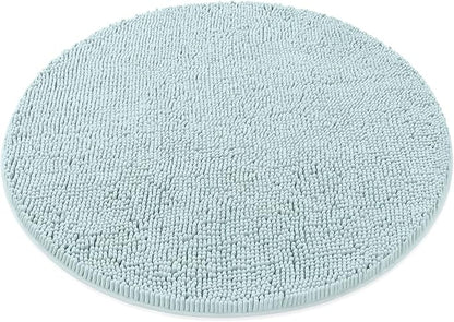 MAYSHINE Round Area Rug Set for Bathroom | Soft Plush Chenille Bath Mat, Water Absorbent Non-Slip Bathroom Rug | Washable Shag Carpet for Shower, Bedroom, or Home Décor | 36"x36" (Round) | Spa Blue
