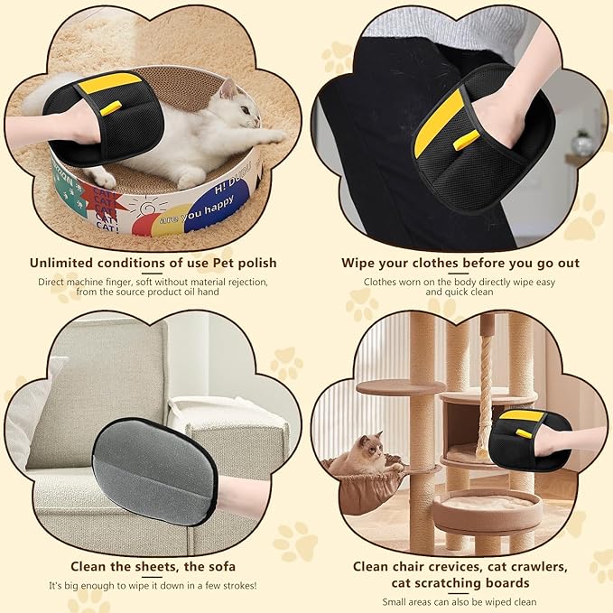 marveher Pet Hair Removal Gloves,Electrostatic Gloves Pet Hair, Efficient Grooming Glove for Cats Dogs, Reusable Pet Hair Removal Tool for Couch, Furniture, Carpet, Curtain (3)