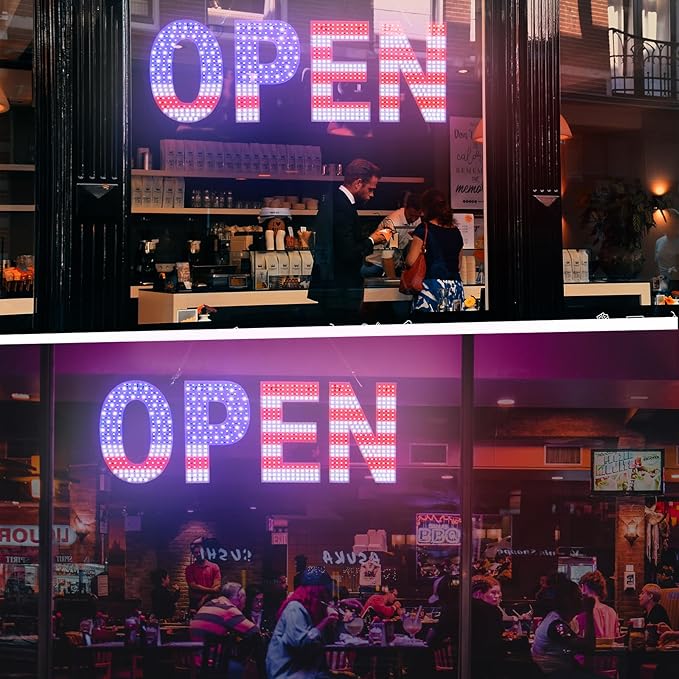 LED Open Signs for Business, Ultra Bright Adjustable Light Up Open Sign Led for
