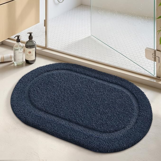 Color&Geometry Blue Bathroom Rugs, Non Slip, Absorbent, Soft, Washable, Thick Bath Mat, 19"x31" Small Bath Rug Bath Mats for Bathroom Floor, Shower, Sink, Vanity