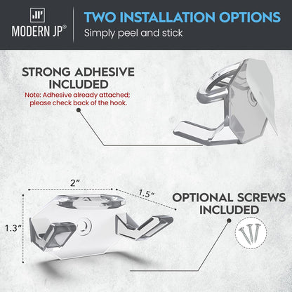 Modern JP Adhesive Hat Hooks for Wall (32-Pack) - Hat Rack for Baseball Caps, Minimalist Hat Display, Strong Hold Hat Hangers for Wall - USA Patented, Clear