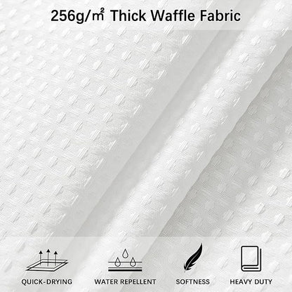 PANGSINNE Modern Shower Curtain for Stall - Water Repellent Waffle Textured 256GSM Heavy Duty Half Size Shower Curtains for Bath Tubs, Hotel Quality Narrow Bath Curtain Set with 6 Hooks, 36Wx72H