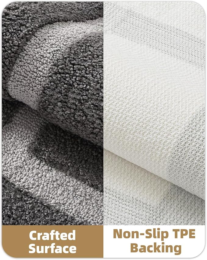 Color&Geometry Bathroom Rugs, Water Absorbent and Quick Dry Microfiber Bath Rugs-24"x36", Non-Slip, Machine Washable, Extra Soft Plush Bath Mats for Bathroom, Laundry Room, Dark and Light Grey