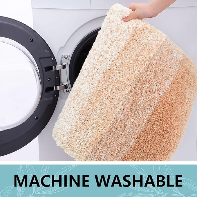 Arotive Microfiber Bathroom Rugs, Shaggy Soft and Absorbent Bath Rug, Non-Slip, Thick Plush Machine Washable Dry Bath Mats for Bathroom, Tub and Shower, 54x24, Peach, Rectangular