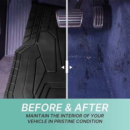 FH Group Heavy-Duty Rubber Floor Mats for Cars, Universal Fit Full Set, Climaproof, Trimmable, Stripe Design, Black - for Most Sedan, SUV, Truck