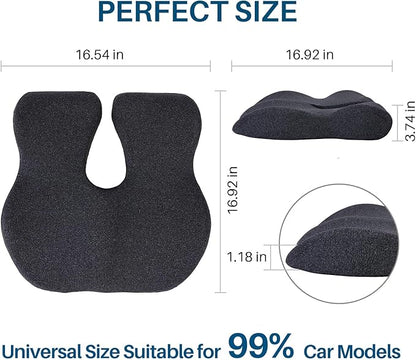 Memory Foam Car Seat Cushion for Driving, Sciatica Pain Relief, Wedge Truck Seat Cushion for Long Sitting, Adult Booster Cushion for Car, Truck, Desk, or Wheelchair (Darkgray)