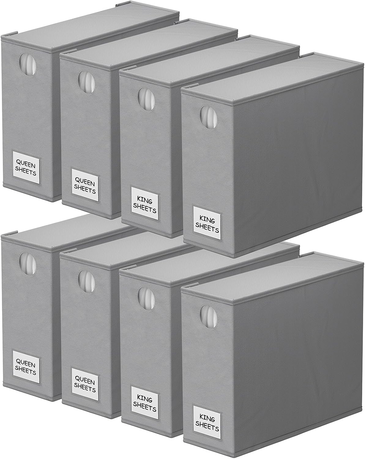 SpaceAid 8 Pack Bed Sheet Organizers and Storage, Foldable Sheet Organizer for Linen Closet, Sheets Set Folder Keeper with Window XL (Queen & King Size) Bedding Container (Gray, 8 Pack)
