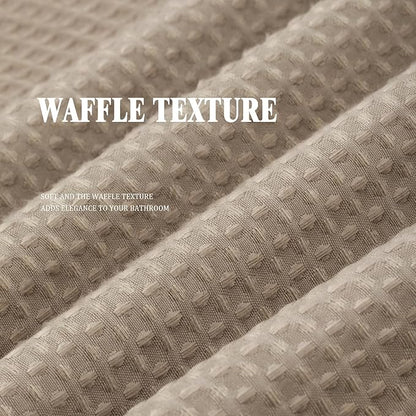 Awellife Waffle Hotel Textured Beige Shower Curtains for Bathroom 230 GSM Heavy Duty Fabric Liner, 72" W X 72" L Inch