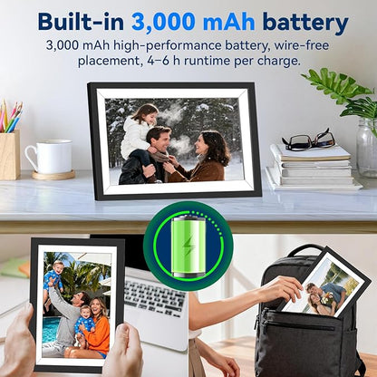 UHALE Battery Power Digital Picture Frame, 10.1'' 1920x1080 HD IPS Touch Screen