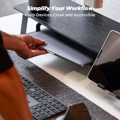 Moodular Add-ons Storage Tray [Accessory Only - Requires Moodular Wooden Monitor Stand Slide Rails for Use] Black MSA-TR