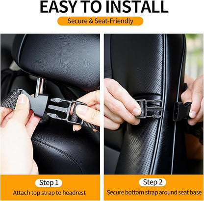 AZY 2pcs Car Organizer Set – Waterproof Oxford Backseat Storage Bag & PU Leather Visor Organizer, Multi-Pocket Seat Back Organizer for Travel, Road Trips & Daily Use