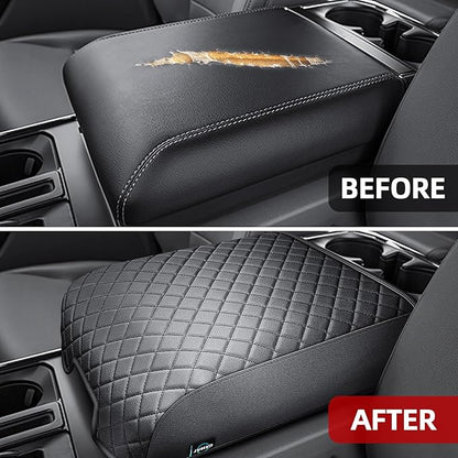 Center Console Cover Compatible with 2021 2022 2023 2024 2025 Ford F150, Customized Leather Armrest Box Protective Cover, Armrest Lid Protector Pad for Car (Bucket Seat Only)