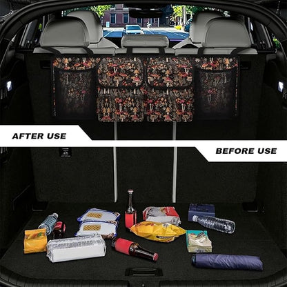 Retro Mushroom Trunk Organizers for Men Hanging Storage Bins, Foldable Backseat Organizer for SUVs & Sedans, Sturdy Car Organization Accessories