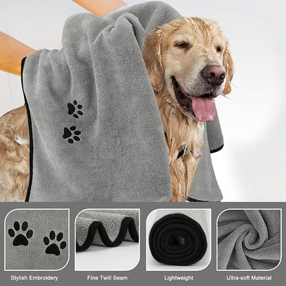 Wipela 3Pieces Microfiber Pet Bath Towel Dog Towel.Dog Towel Soft Absorbent Drying for Small Medium Large Dogs and Cats with Great for Bathing and Grooming (35 x 20 Inch 3 Colors)