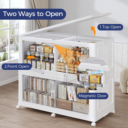 250GAL Extra Large Storage Bins with Lid, 1000Qt Stackable Closet Organizers and Drawers, Collapsible Storage Bins with Wheels, Folding Containers for Home, Kitchen Office, 5Pack White