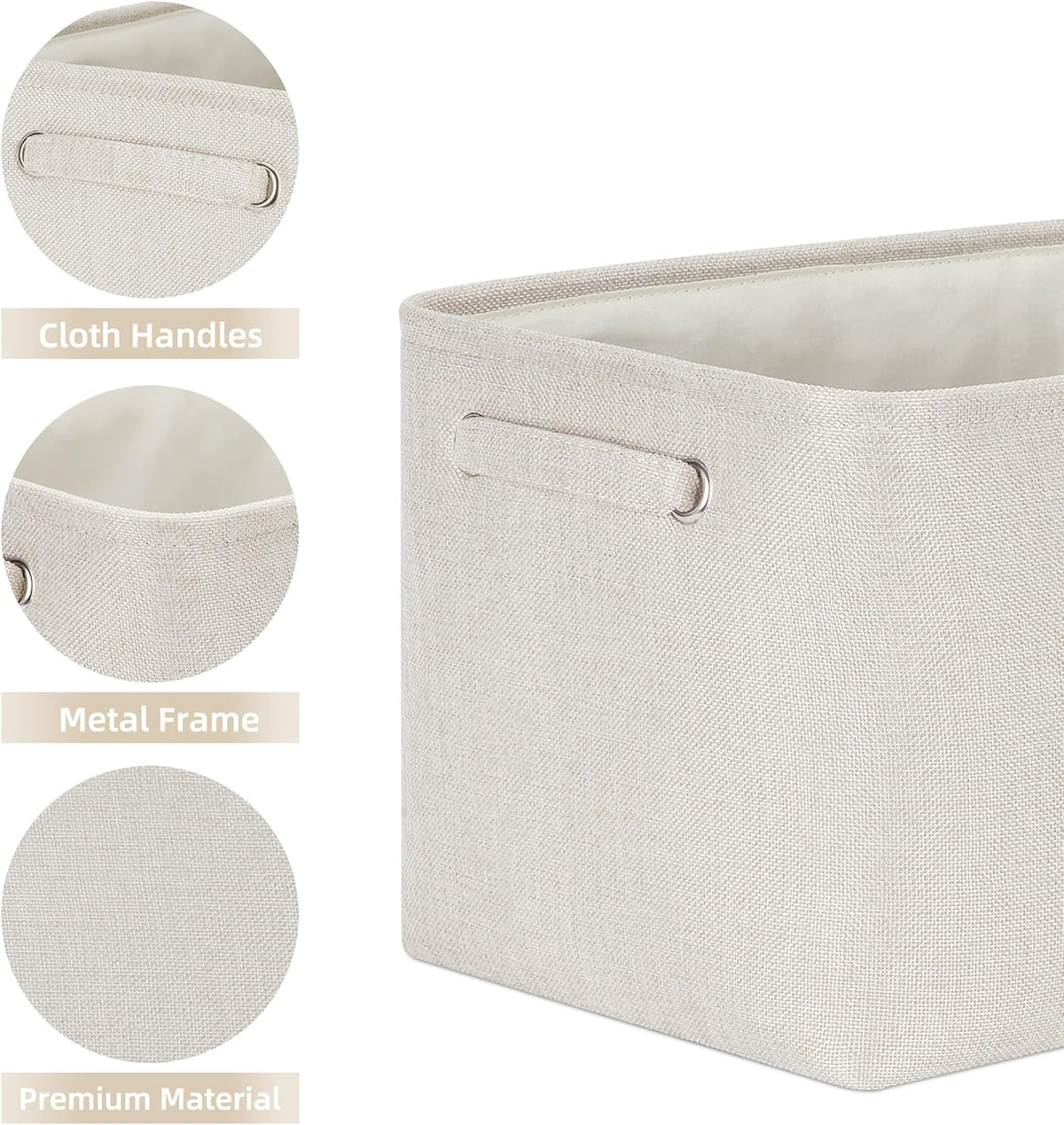 HNZIGE Large Fabric Storage Baskets for Storage 3 Pack Shelf Closet Storage Bins Baskets for Organizing Linen Cloth Decorative Baskets Organizers Home Nursery Toy Cream 15“ x 11” x 9“