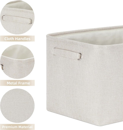 HNZIGE Large Fabric Storage Baskets for Storage 3 Pack Shelf Closet Storage Bins Baskets for Organizing Linen Cloth Decorative Baskets Organizers Home Nursery Toy Cream 15“ x 11” x 9“