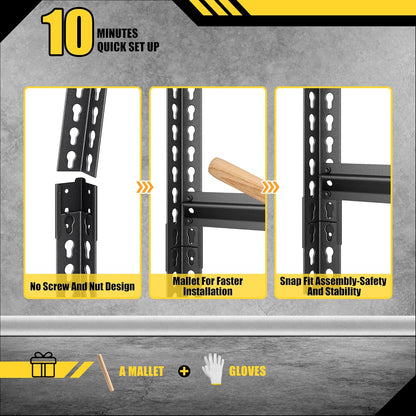 48" W Garage Shelving Heavy Duty，3000LBS Loads Metal Shelving Units and Storage,5-Tier Garage Storage Shelves Heavy Duty, Industrial Utility Shelves,48”W x 24”D x 78”H(Black)