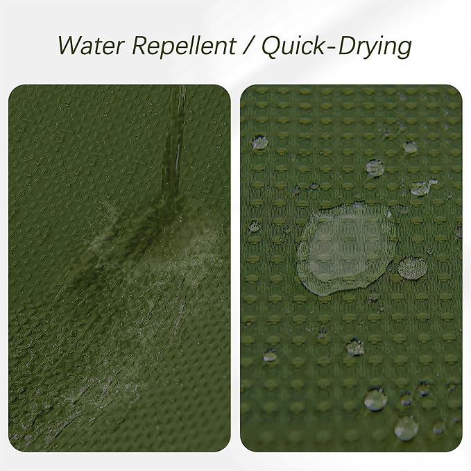 PANGSINNE Green Shower Curtain for Bathroom Waffle Textured Heavy Duty 78 Inch Shower Curtain Set for Bathroom, Water Repellent 256GSM Neutral Fabric Shower Curtains with 12 Metal Hooks, 72Wx78H