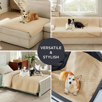 Bedsure 100% Waterproof Couch Cover for Dogs Washable - Non Slip Waterproof Dog Blanket for Couch Sofa, Lightweight Furniture Protector Durable for Pet Cat Puppy with Non-Slip Bottom, Beige, 40x50IN