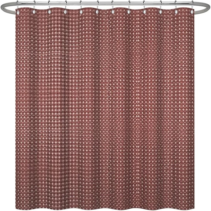ggaimwf 72x78 Inch Solid Color Shower Curtain for Bathroom Waffle Bath Water Resistant Fabric Curtains Coffee Modern Thick Shower Stall Curtain with Metal Hooks