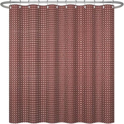 ggaimwf 72x78 Inch Solid Color Shower Curtain for Bathroom Waffle Bath Water Resistant Fabric Curtains Coffee Modern Thick Shower Stall Curtain with Metal Hooks