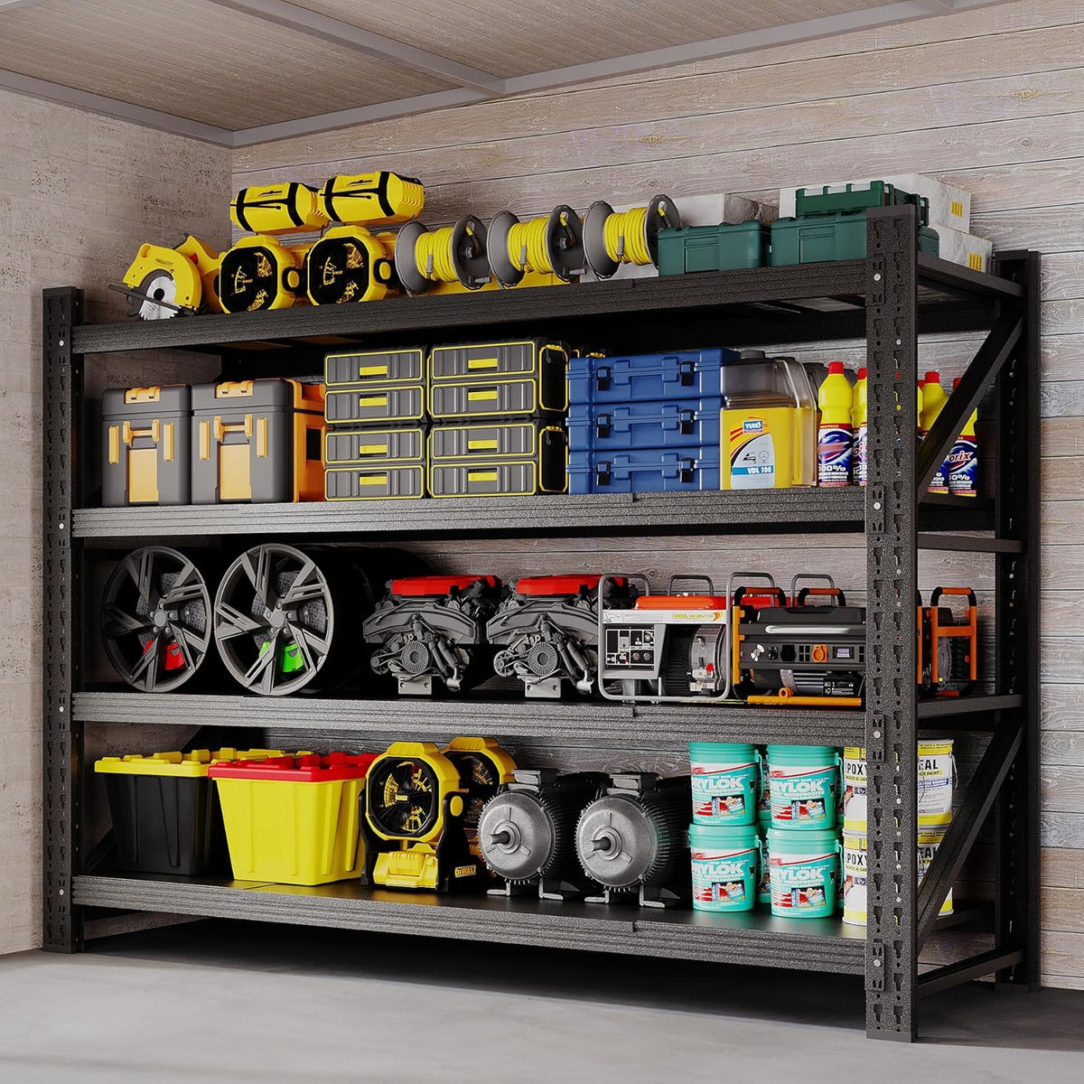 60" W Storage Shelves 5000lbs Garage Metal Shelving Heavy Duty Garage Shelves Adjustable Storage Shelves for Industrial, Factory, (60" W X 24" D X 70" H)