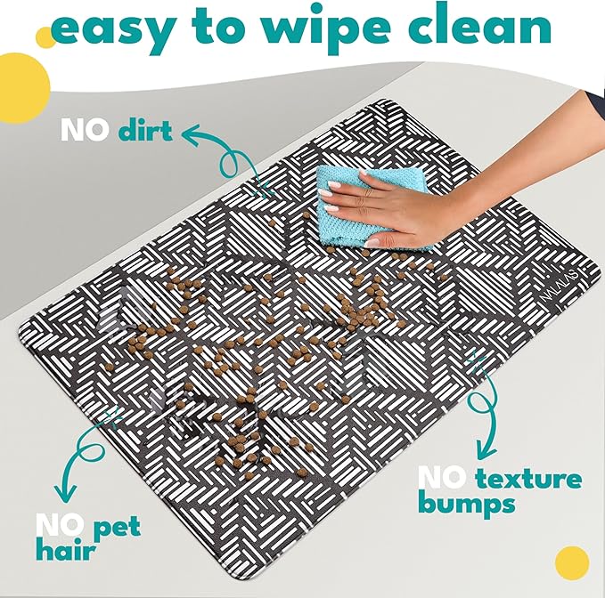 NALALAS Large Dog Mat for Food and Water, Cat Feeding Mat | Large Waterproof Dog Bowl Mat | Non-Slip Pet Food Mat for Floors | Pet Mats for Food and Water | Easy to Clean