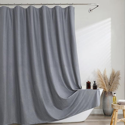 Ebesto Grey Long Shower Curtain 84 Inch Length 1 Piece, Embossed Textured Soft Fabric Bathroom Shower Curtain, Water Repellent Machine Washable Cloth Hotel Spa Bath Decor, 72Wx84L Inches