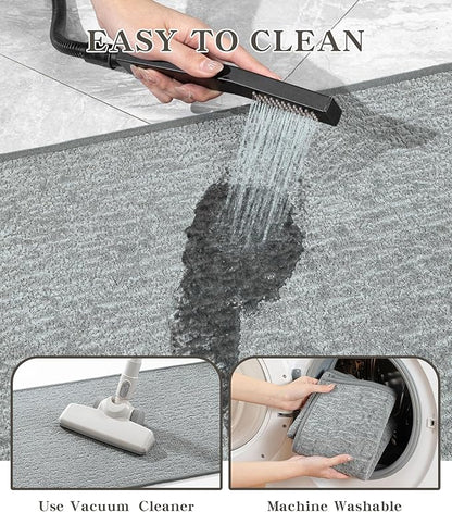 chakme Bathroom Rugs Mat 24x17, Ultra Thin Non Slip Bath Mat Small Quick Dry Absorbent Bath Mat for Bathroom Floor, (Light Grey, 24"x17")