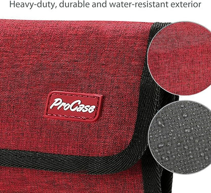 ProCase Electronic Organizer Cord Pouch, Travel Cable Charger Phone Accessories Bag Organizer Roll up Tech Carrying Case for USB Cables SD Memory Cards Earphone Flash Hard Drive -Red