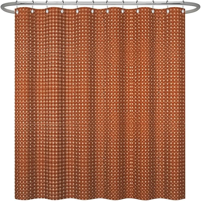 ggaimwf 48x72 Inch Solid Color Shower Curtain for Bathroom Waffle Bath Water Resistant Fabric Curtains Brown Modern Thick Shower Stall Curtain with Metal Hooks