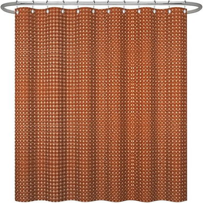 ggaimwf 60x72 Inch Solid Color Shower Curtain for Bathroom Waffle Bath Water Resistant Fabric Curtains Brown Modern Thick Shower Stall Curtain with Metal Hooks
