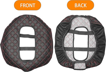 Center Console Cover for Chevy Silverado/GMC Sierra Accessories 2019-2026, Tahoe & Suburban & Yukon 2021-2026 Armrest Cover Middle Console Leather Protector Pad (Bucket Seat Consoles)(Red Stitches)