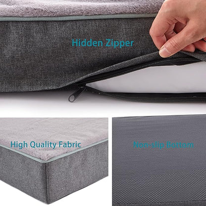 GOHOO PET Orthopedic Memory Foam Dog Bed, Dog Crate Bed for Medium Dogs -Waterproof Pet Bed with Removable Washable Cover, Purple Rabbit Plush Surface, M(29inch,45Lbs)