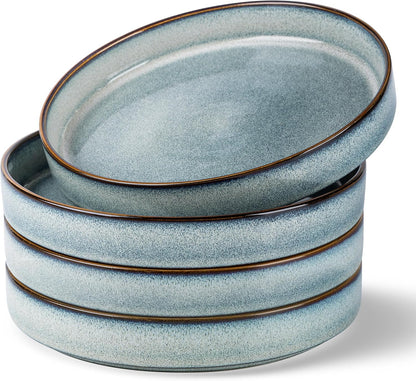 GBHOME 9'' Large Ceramic Pasta Bowls, 32oz Stoneware Pasta Serving Bowls Set of 4 for Kitchen, Wide Bowls for Fruit,Pasta,Salad,Oatmeal,Meal, Microwave Safe, Space Blue