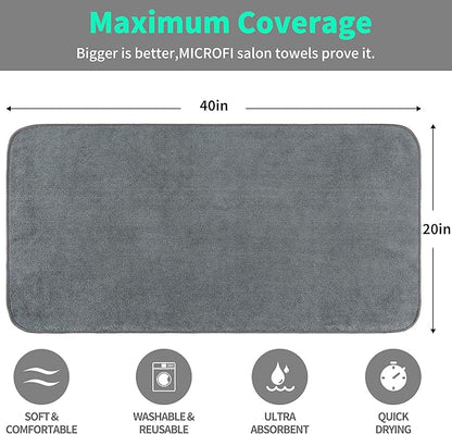 MICROFI New Microfiber Hair Drying Salon Towels, Quick Dry, Lint Free, 2 Pack (Gray)