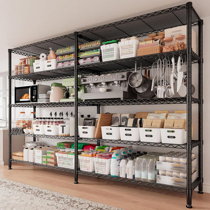 REIBII 70" W Storage Shelves Load 1600LBS,Metal Shelving 5-Tier Wire Shelving Unit Garage Shelving for Storage Adjustable Metal Shelves for Pantry Kitchen Garage Commercial, 70" W*15.8" D*72.4" H