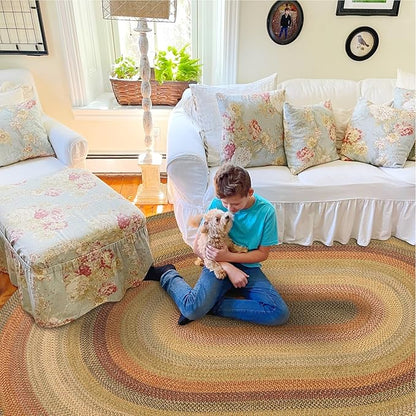Homespice Kingston Oval Jute Area Rugs 8x10' – Ideal as Multi Color Rugs for Living Room, Bedroom and Dining Area