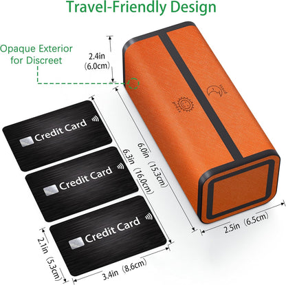 Large 7-Day Pill Organizer | PU Leather Travel Case with Discreet & Aesthetic Design | Detachable, Compact Pill Box for Vitamins & Medicine (Orange)