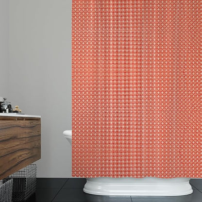 ggaimwf 36x72 Inch Solid Color Shower Curtain for Bathroom Waffle Bath Water Resistant Fabric Curtains Coral Modern Thick Shower Stall Curtain with Metal Hooks