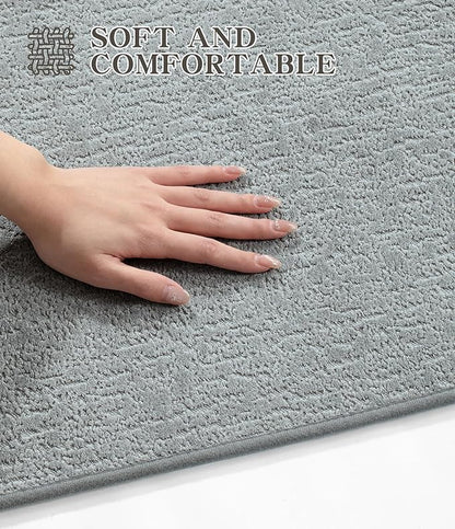 chakme Bathroom Rugs Mat 24x17, Ultra Thin Non Slip Bath Mat Small Quick Dry Absorbent Bath Mat for Bathroom Floor, (Light Grey, 24"x17")