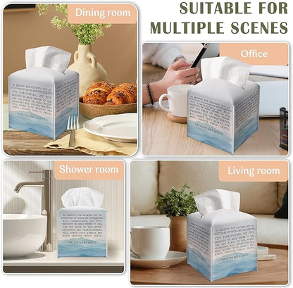 Christian Gifts Square Tissue Box Cover, Bible Verse Inspirational Quote Gift Ideas for Friends, Be Anxious for Nothing, Bathroom Office Decor, New Home Favor-(5.2 Inches)